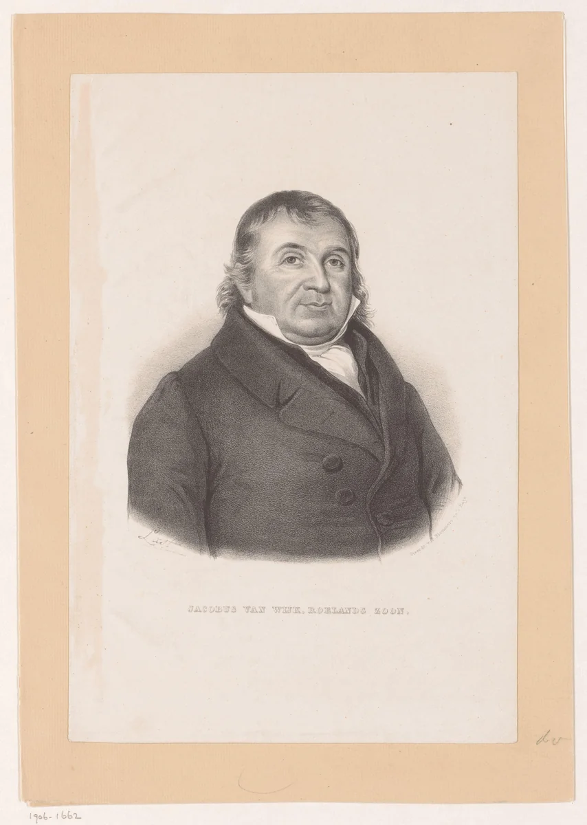 Portret van Jacobus van Wijk Roelandszoon by Carel Christiaan Antony Last, print, 1842-1887