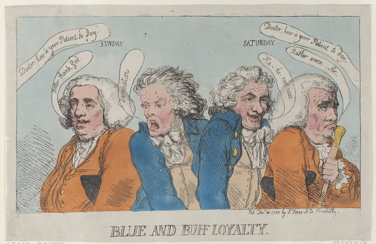 Blue and Buff Loyalty by Thomas Rowlandson, print, 1788