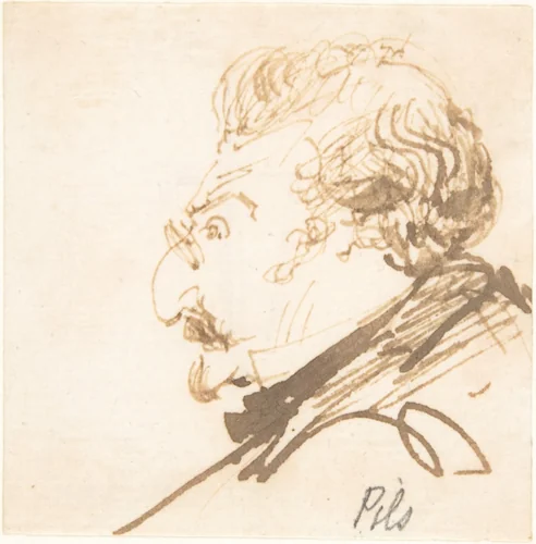 Portrait of Isidore Pils by Théodore Ballu, drawing, 1872-1875