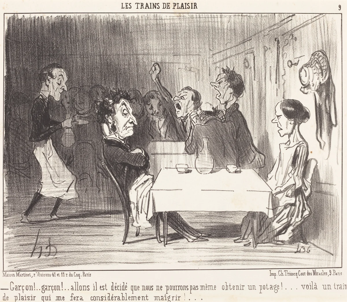 Garçon!... garçon!... allons il est décidé... by Honoré Daumier, print, 1852