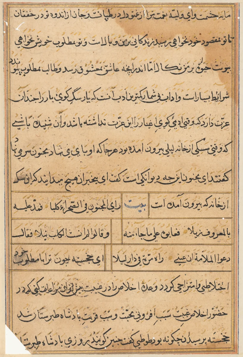 Page from Tales of a Parrot (Tuti-nama): text page by Unknown, painting, 1555-1565