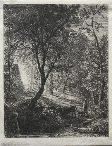 The Herdsman's Cottage by Samuel Palmer, print, 1850