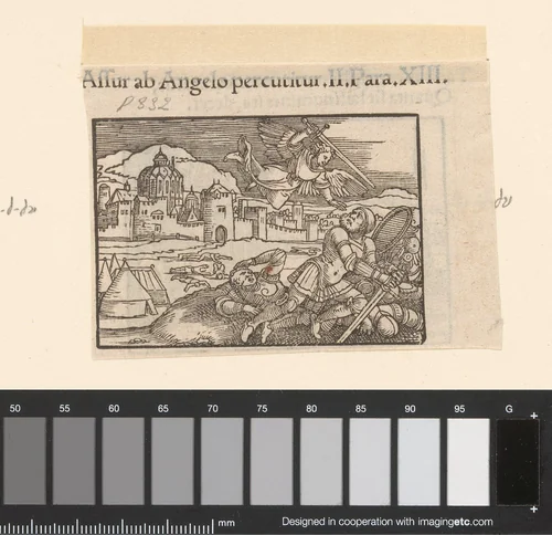 Leger van Sanherib, koning van Assyrië, wordt door een engel by anonymous, print, 1530-1533