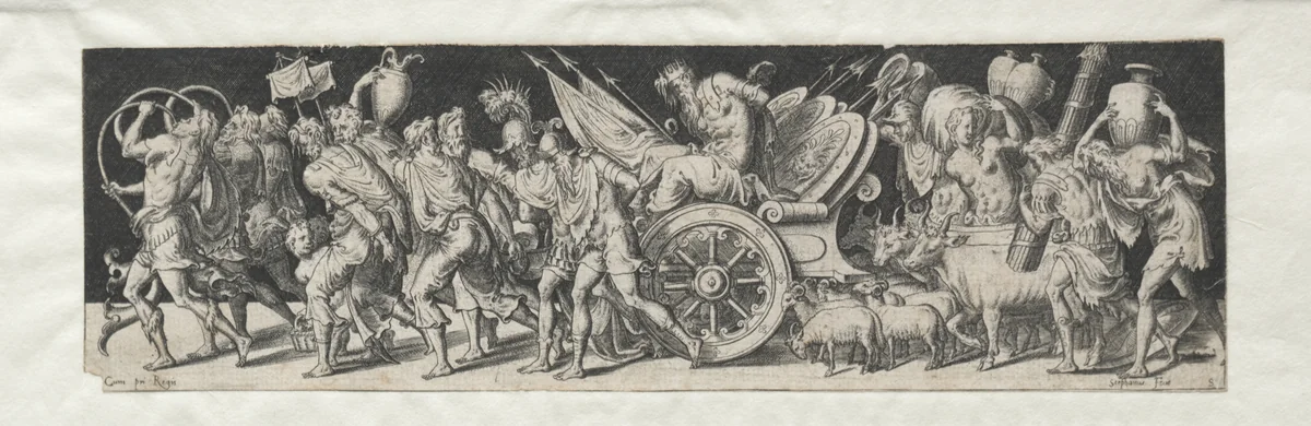 Combats and Triumphs No. 2: Triumphant March by Etienne Delaune, print, 1550-1572