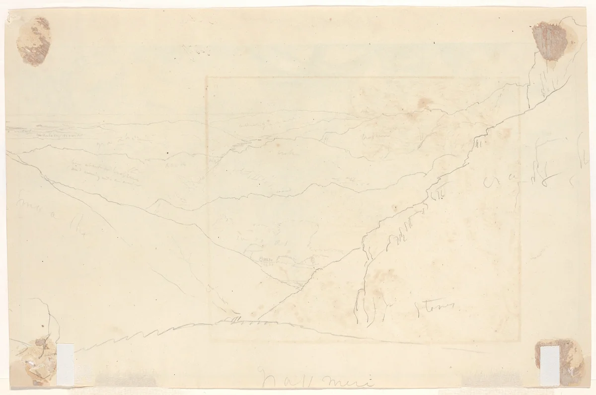 Mountain Landscape [verso] by Thomas Cole, drawing, 1828