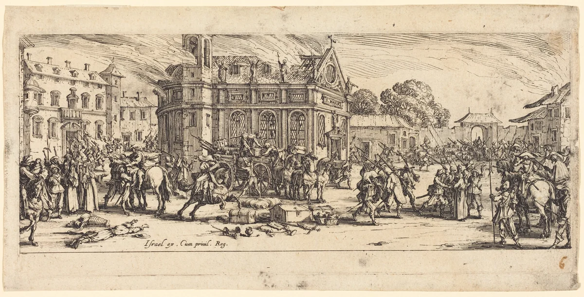 Destruction of a Convent by Jacques Callot, print, 1633