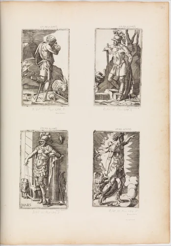 Sol, from Planets, plate 4 by Giulio Bonasone, print, 1530-1570