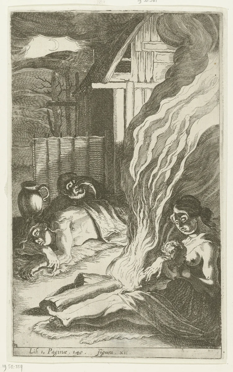 Germaans nachttafereel by Simon Frisius, print, 1616