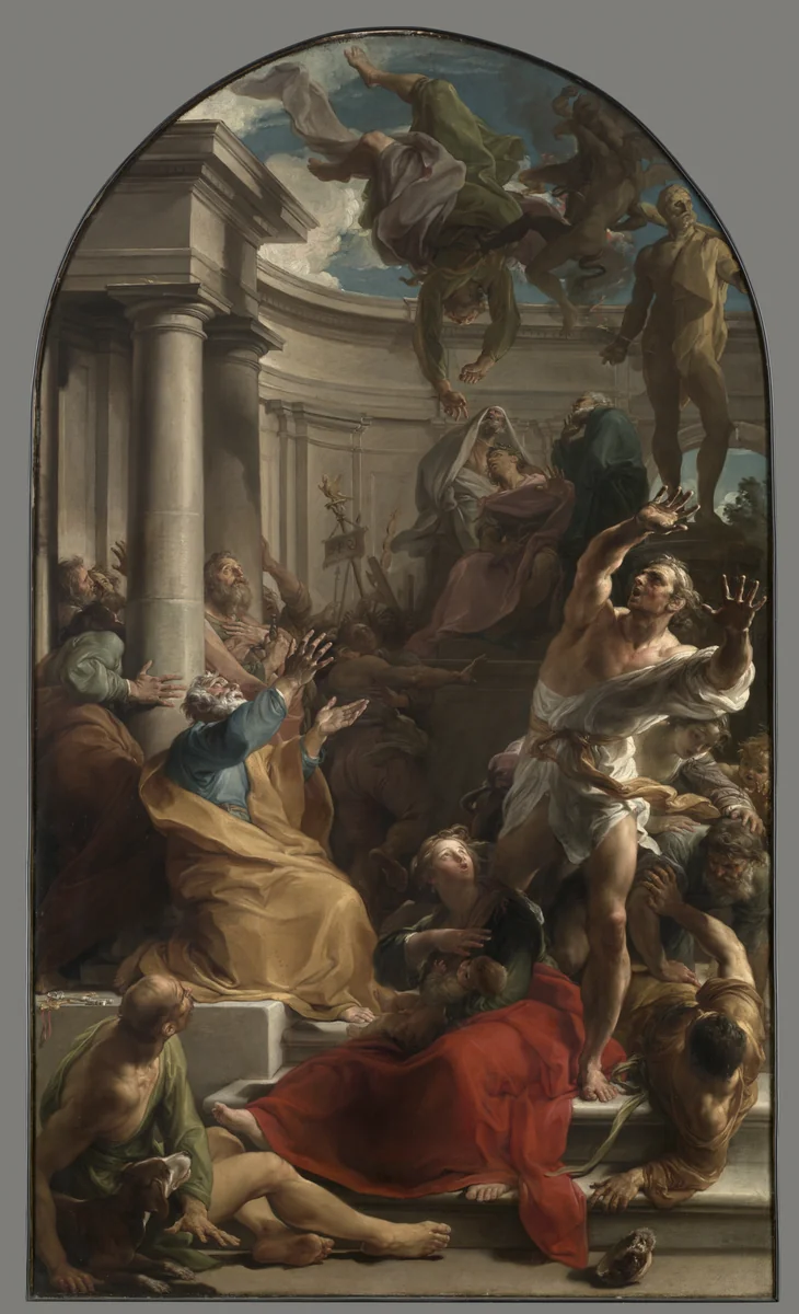 The Fall of Simon Magus by Pompeo Batoni, painting, 1745-1750
