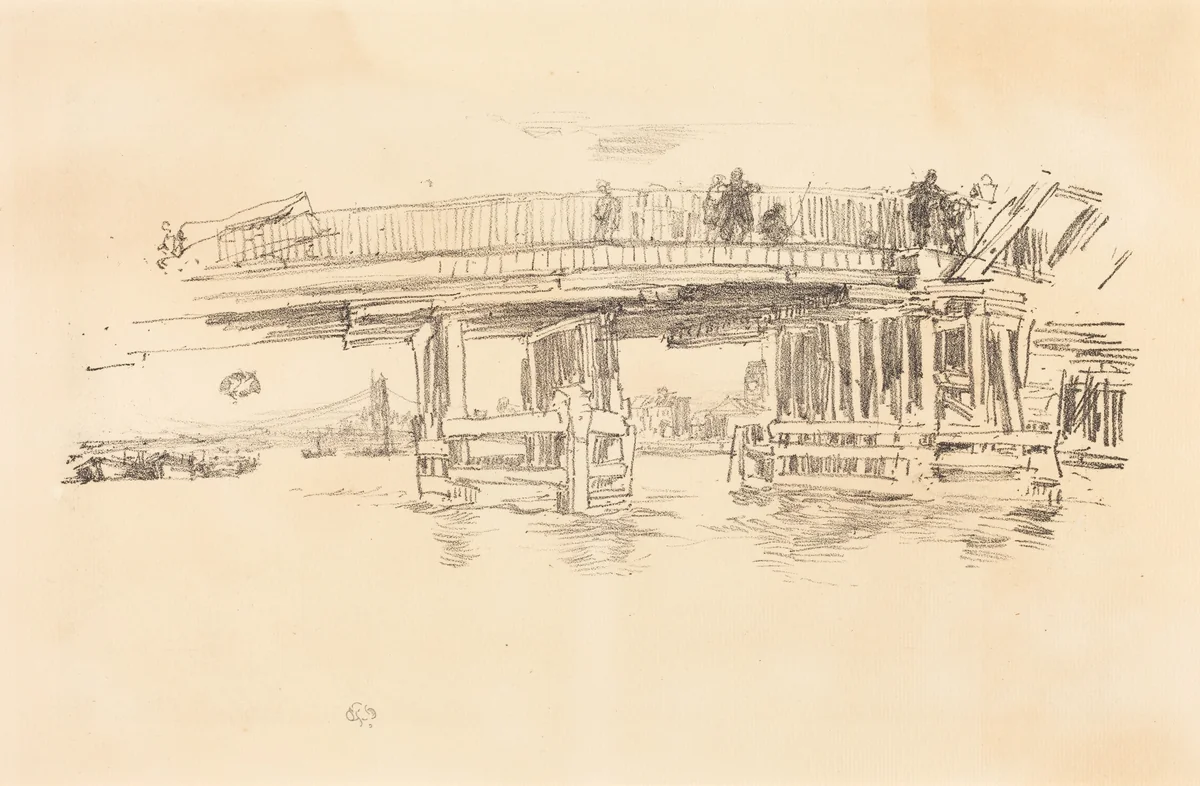 Old Battersea Bridge by James McNeill Whistler, print, 1879-1887