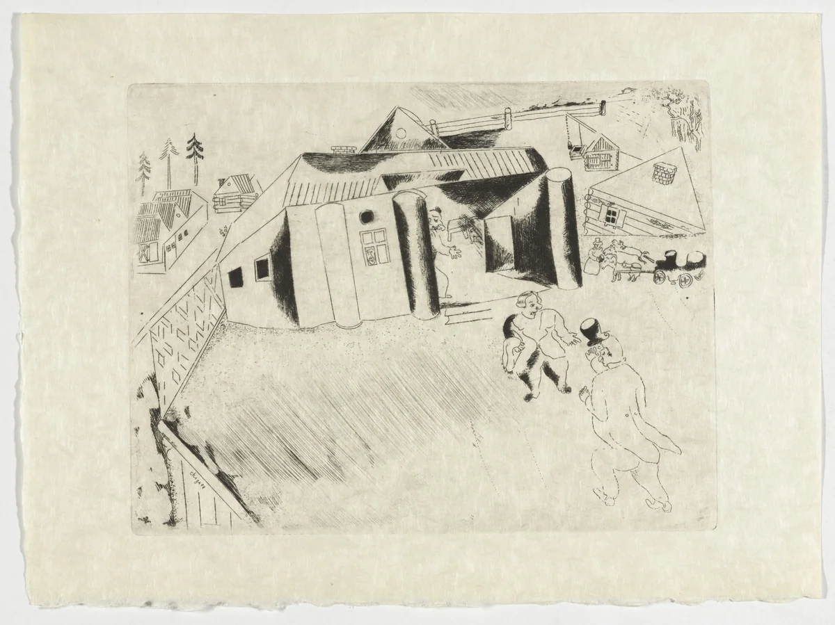 Sobakévitch's House (La Maison de Sobakévitch), plate XXXI (supplementary suite) from Les Âmes mortes by Marc Chagall, illustrated book, 1923