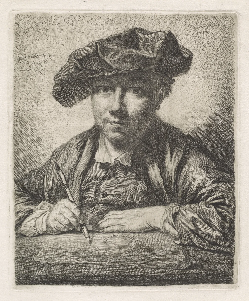 Self-Portrait by Georg Friedrich Schmidt, print, 1752