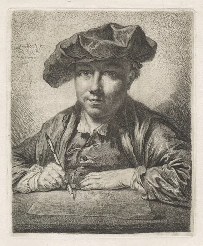 Self-Portrait by Georg Friedrich Schmidt, print, 1752
