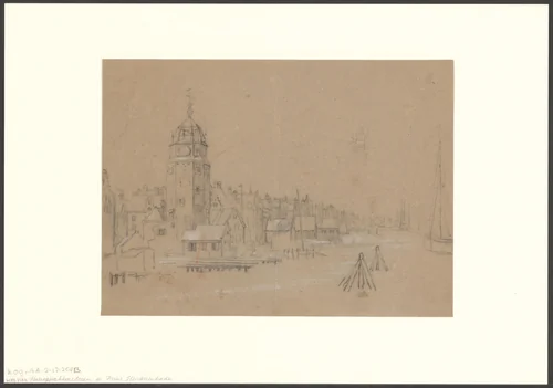 Gezicht op de Haringpakkerij en de Haringpakkerstoren by anonymous, drawing, 1750-1829