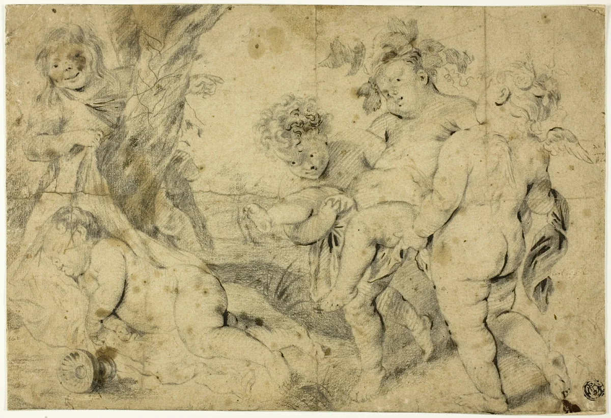 Young Bacchus and Companions by Anthony van Dyck, drawing, 1600-1650