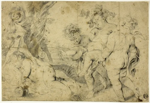 Young Bacchus and Companions by Anthony van Dyck, drawing, 1600-1650