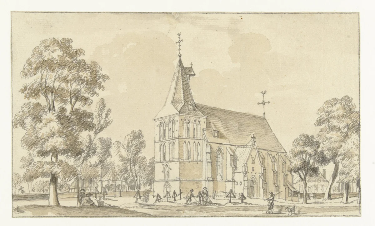 De kerk te Asperden, Duitsland by Jan de Beijer, drawing, 1744