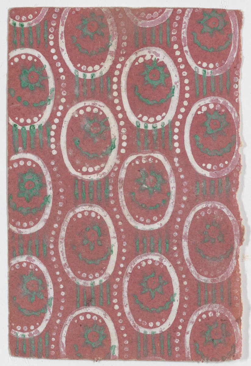 Sheet with oval and dot pattern by anonymous, print, 1800-1900