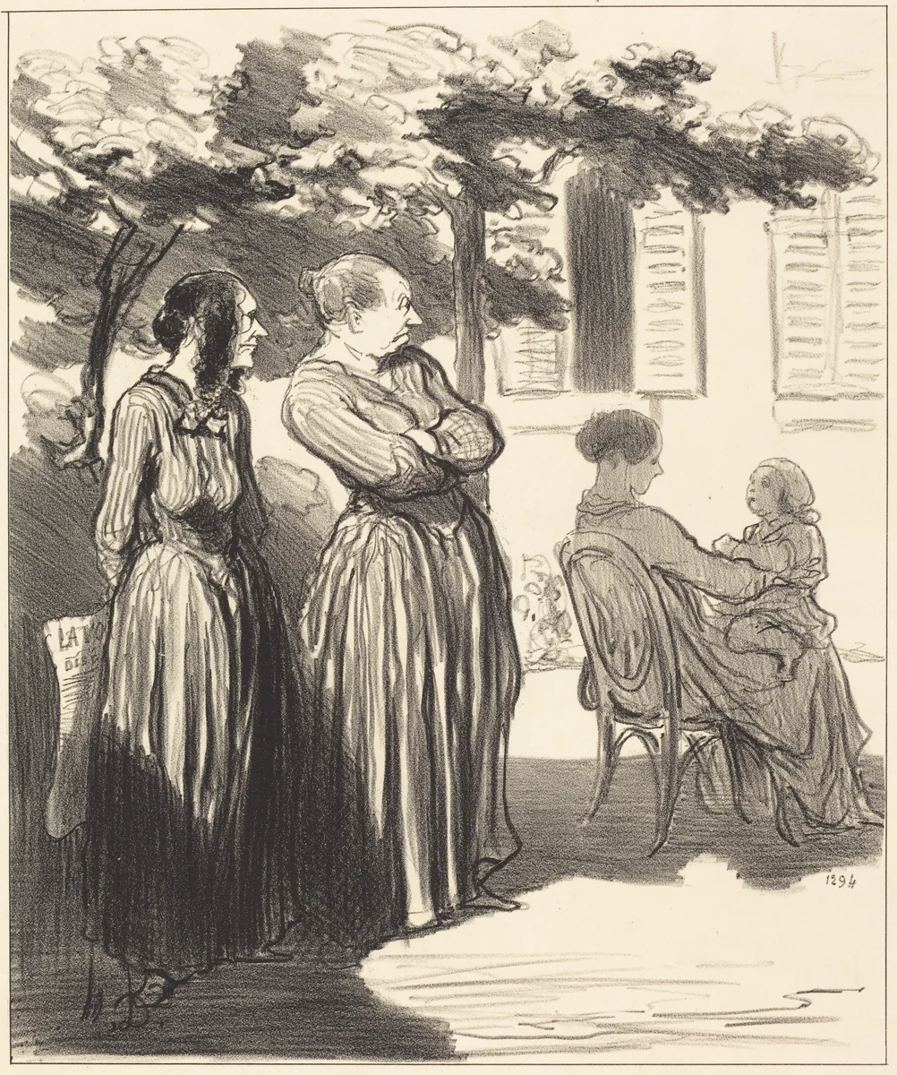 Voila une femme qui, a l'heure solennelle... by Honoré Daumier, print, 1848