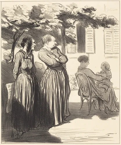 Voila une femme qui, a l'heure solennelle... by Honoré Daumier, print, 1848