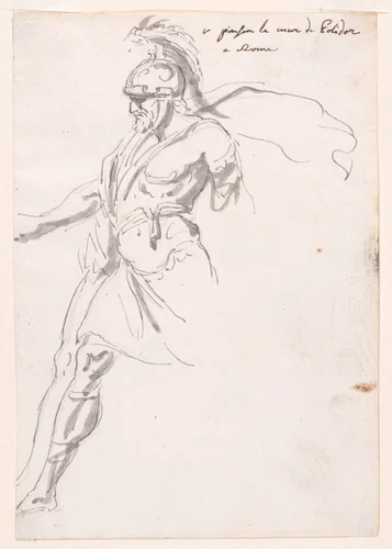 Striding Roman Soldier by Augustin Pajou, drawing, 1747-1757