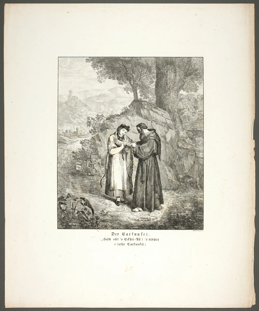 The Carbuncle (Der Karfunkle), plate one from the series Poems in the Dialect of the Upper Rhine Region (Zehn Blätter zu Hebels Alemannischen Gedichten) by Sophie Reinhard, print, 1820
