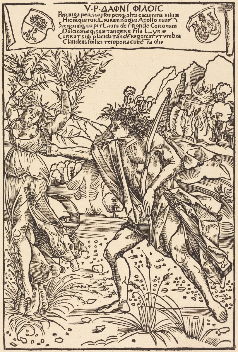 Apollo and Daphne by Hans Süss von Kulmbach, print, 1502