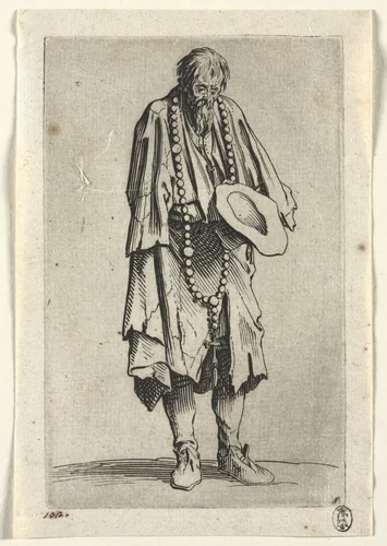 The Beggars: Beggar with Rosary by Jacques Callot, print, 1619-1627