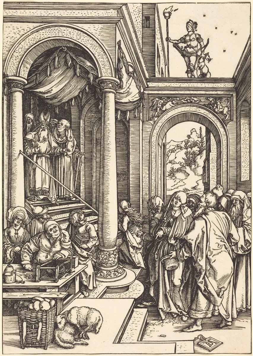 The Presentation of the Virgin in the Temple by Albrecht Dürer, print, 1502-1503