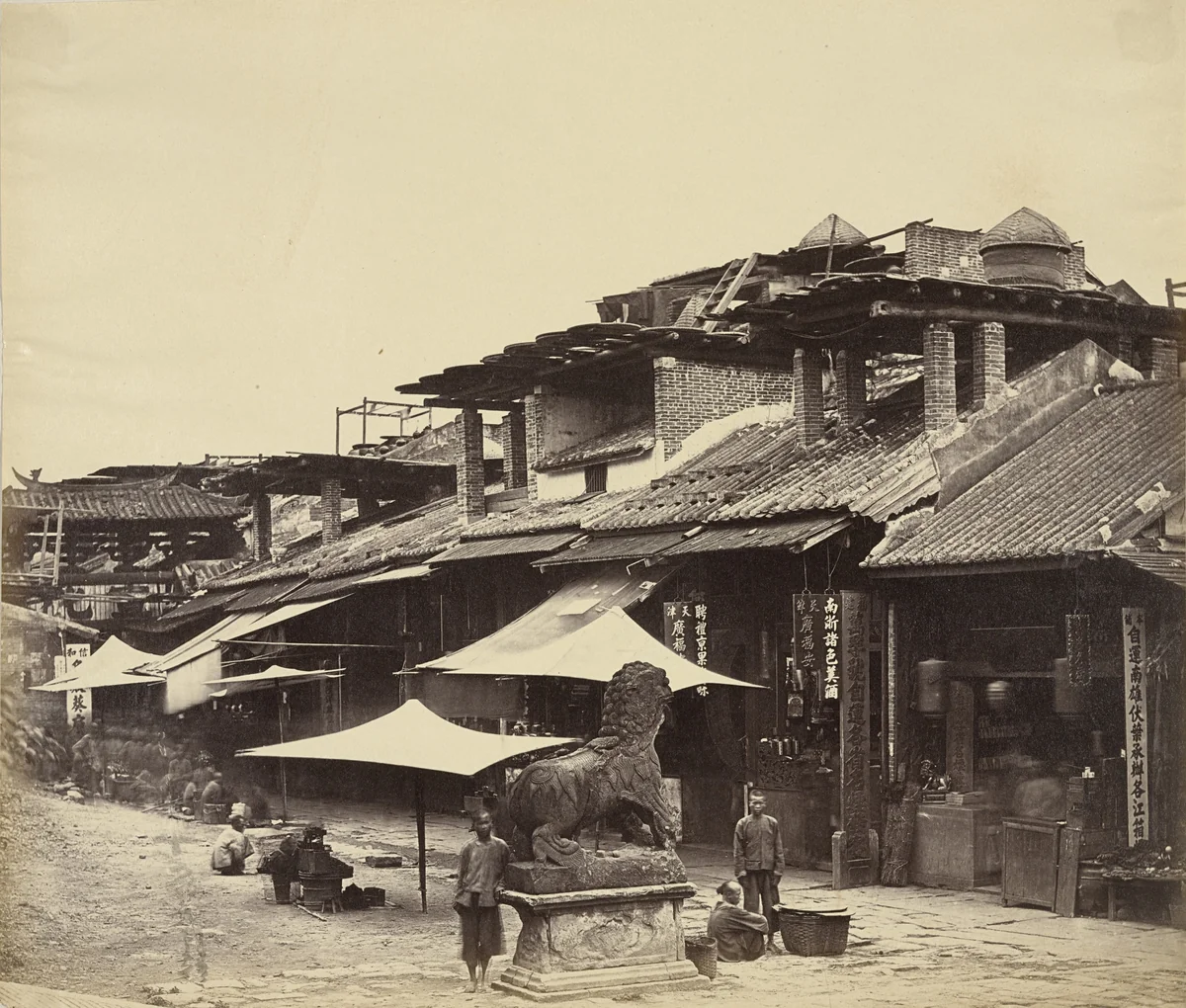 East Street from the Treasury, Canton by Felice Beato, photograph, 1860