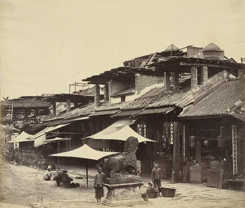 East Street from the Treasury, Canton by Felice Beato, photograph, 1860
