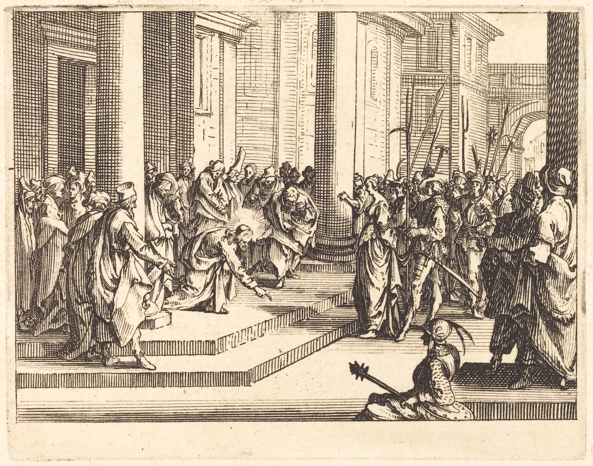 Christ and the Woman Taken in Adultery by Jacques Callot, print, 1635