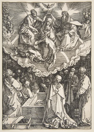 The Assumption and Coronation of the Virgin, from "The Life of the Virgin" by Albrecht Dürer, print, 1510