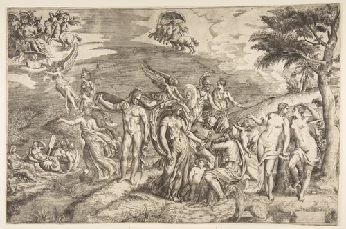 The Judgment of Paris by Giulio Bonasone, print, 1531-1590