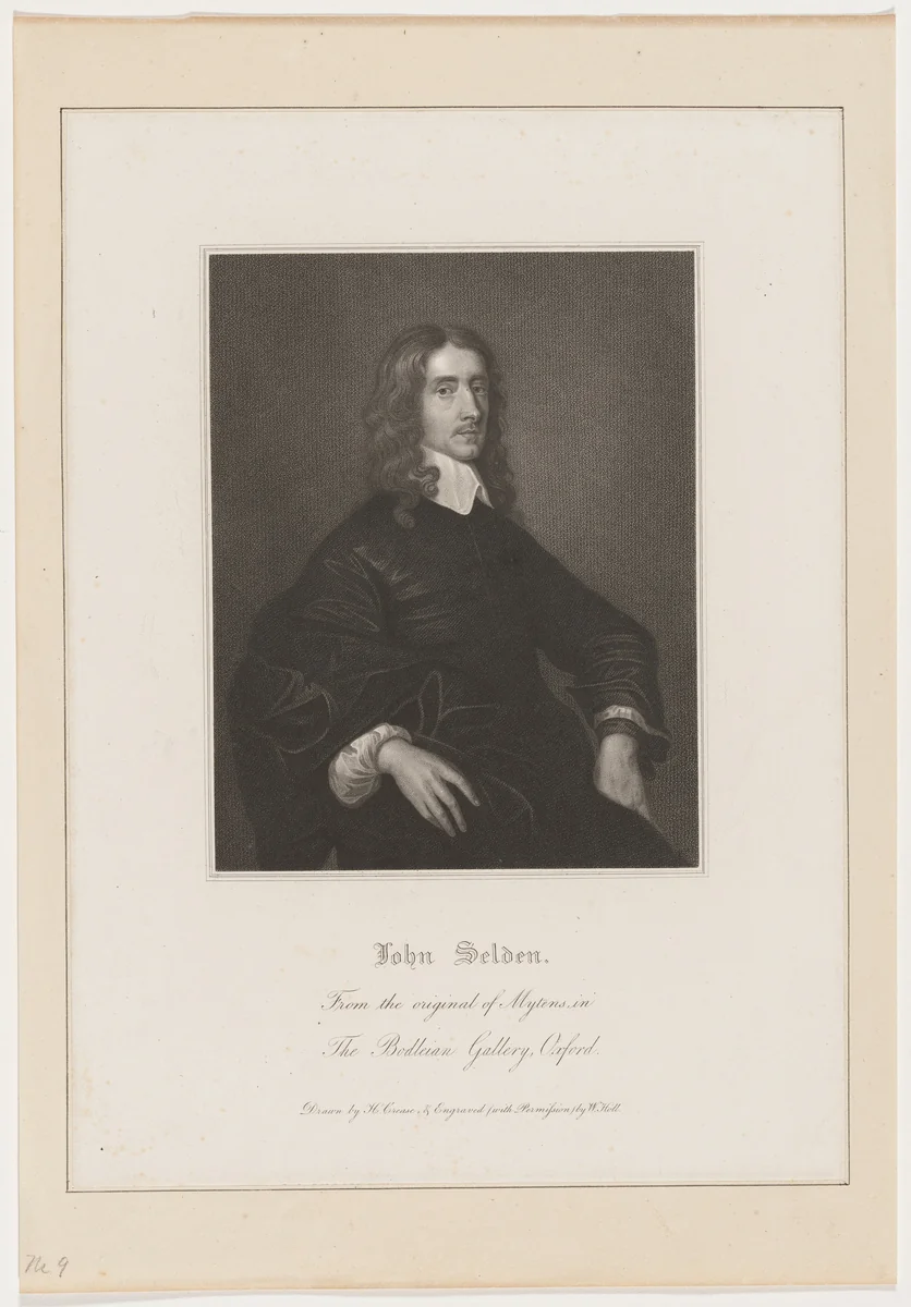 John Selden, Jurist and Antiquary by William Holl Daniel Mytens, print, 1771-1838