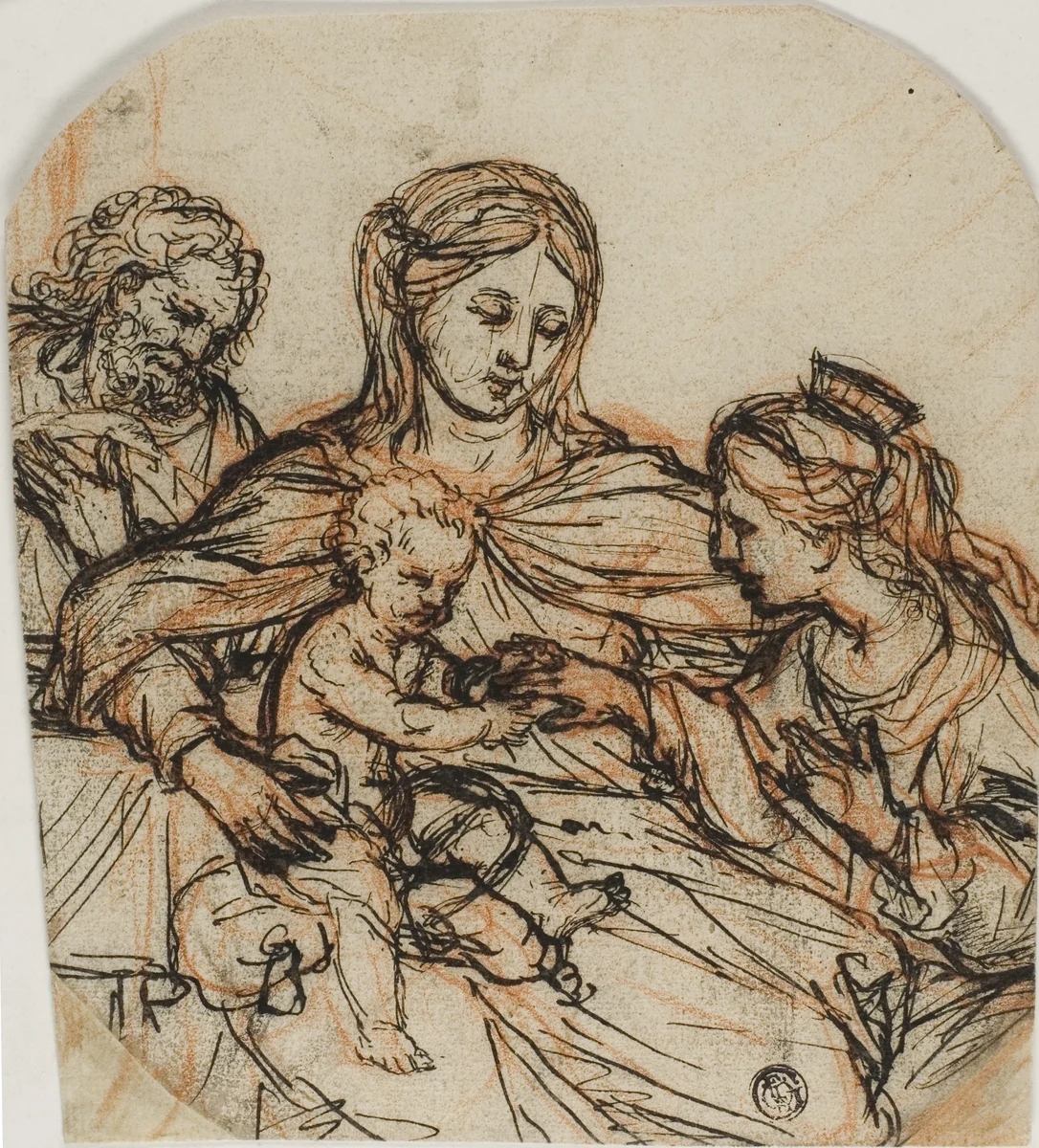 Mystic Marriage of Saint Catherine by Guercino, drawing, 1600-1699