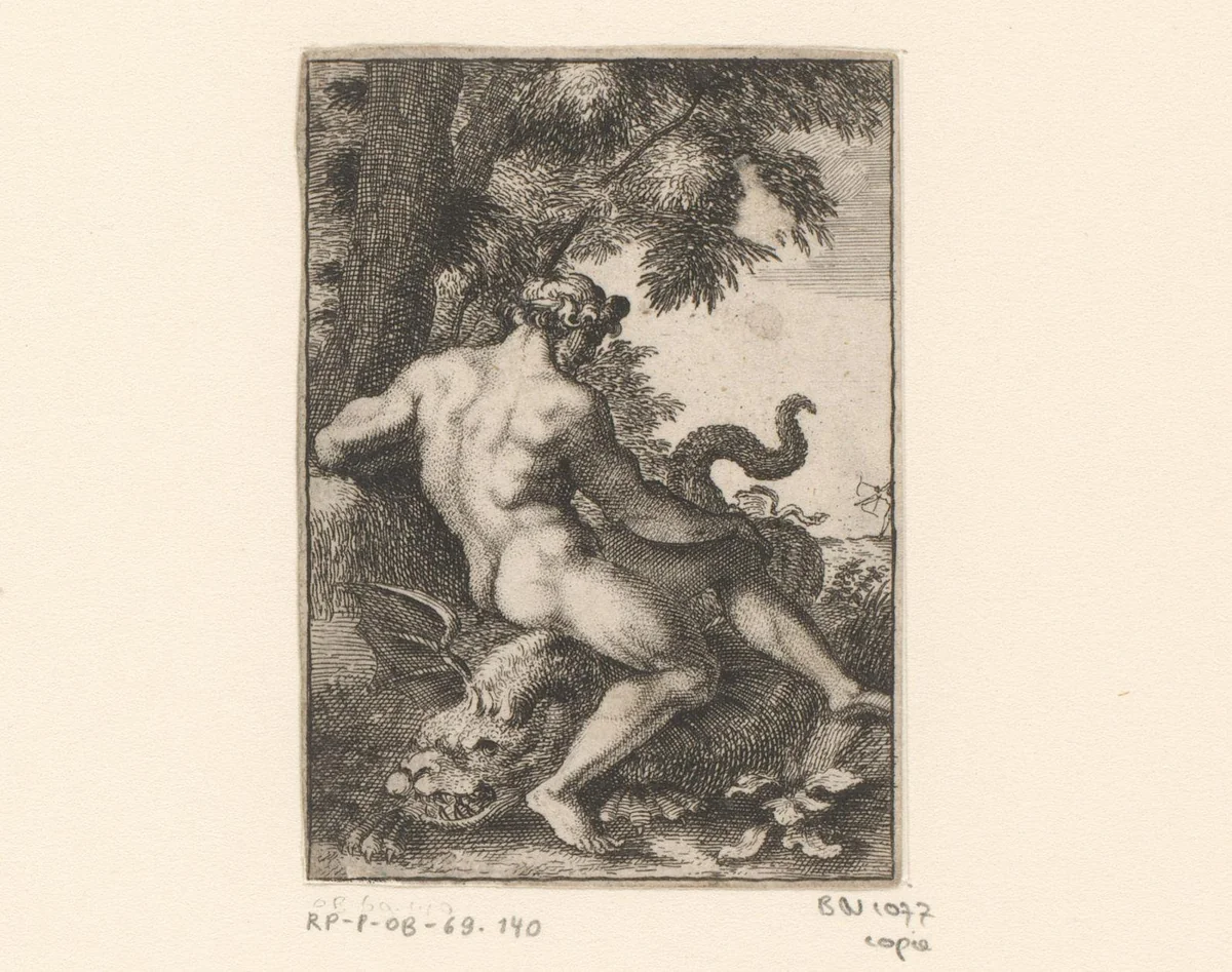 Apollo zittend op Python by anonymous, print, 1647-1714