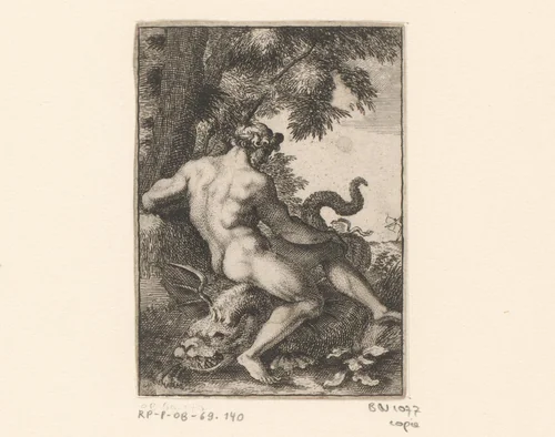 Apollo zittend op Python by anonymous, print, 1647-1714