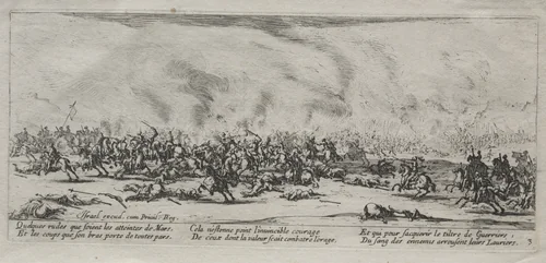 The Large Miseries of War: The Battle by Jacques Callot, print, 1633
