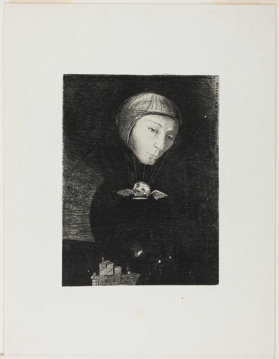 Sad Ascent, plate nine from In Dreams by Odilon Redon, print, 1879