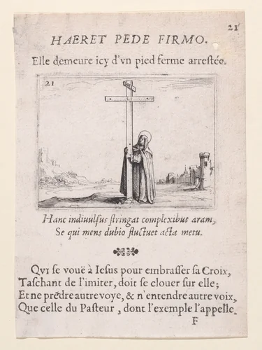La Religieuse Tenant La Sainte Croix (The Nun Holds the Cross), plate 21 from "Lux Claustri ou La Lumière du Cloitre" (The Light of the Cloisters) by Jacques Callot, print, 1621-1635