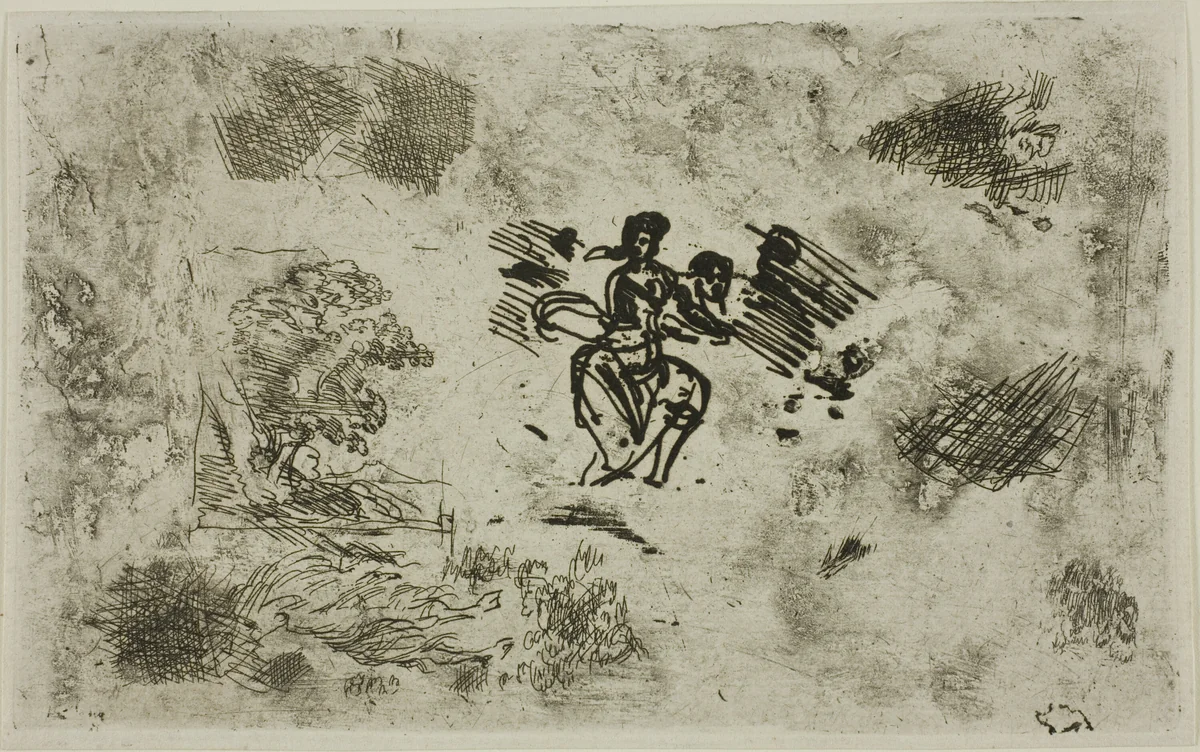 Seated Woman and Other Sketches by Claude Lorrain, print, 1630-1633
