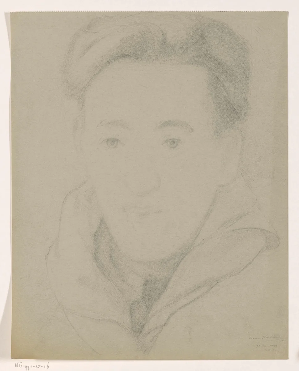 Zelfportret en face: B-1-1, 30 januari by Cor van Teeseling, drawing, 1942