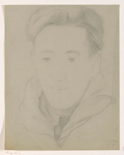 Zelfportret en face: B-1-1, 30 januari by Cor van Teeseling, drawing, 1942