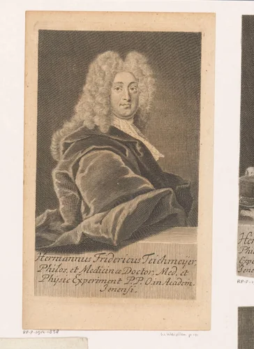 Portret van Hermann Friedrich Teichmeyer by Martin Bernigeroth, print, 1729