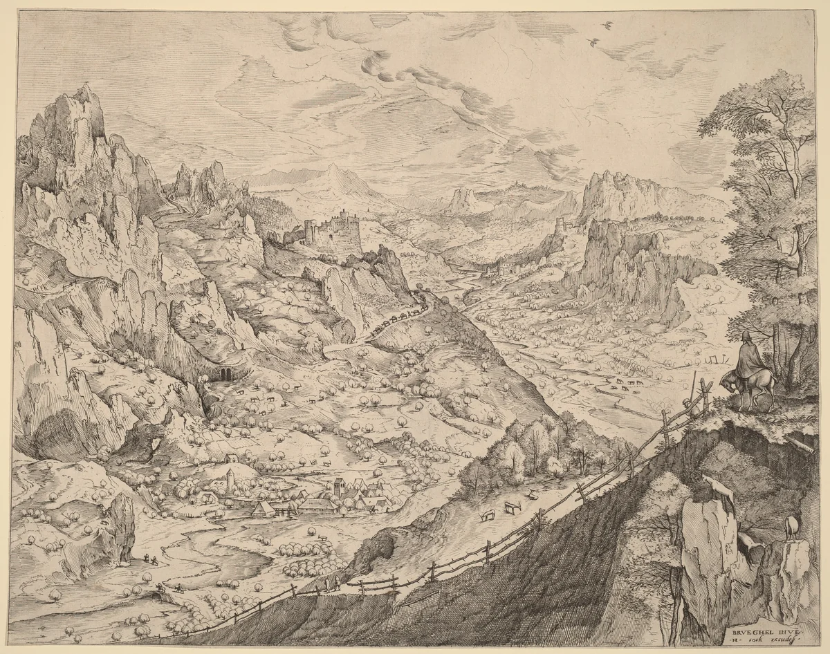 Large Alpine Landscape by Johannes van Doetechum
Lucas van Doetechum
Pieter Bruegel, print, 1555-1557
