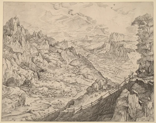 Large Alpine Landscape by Johannes van Doetechum
Lucas van Doetechum
Pieter Bruegel, print, 1555-1557