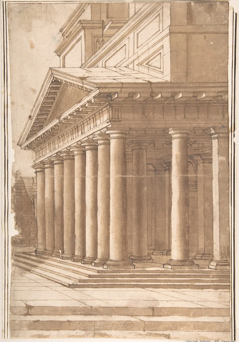 Portico by anonymous, drawing, 1500-1600