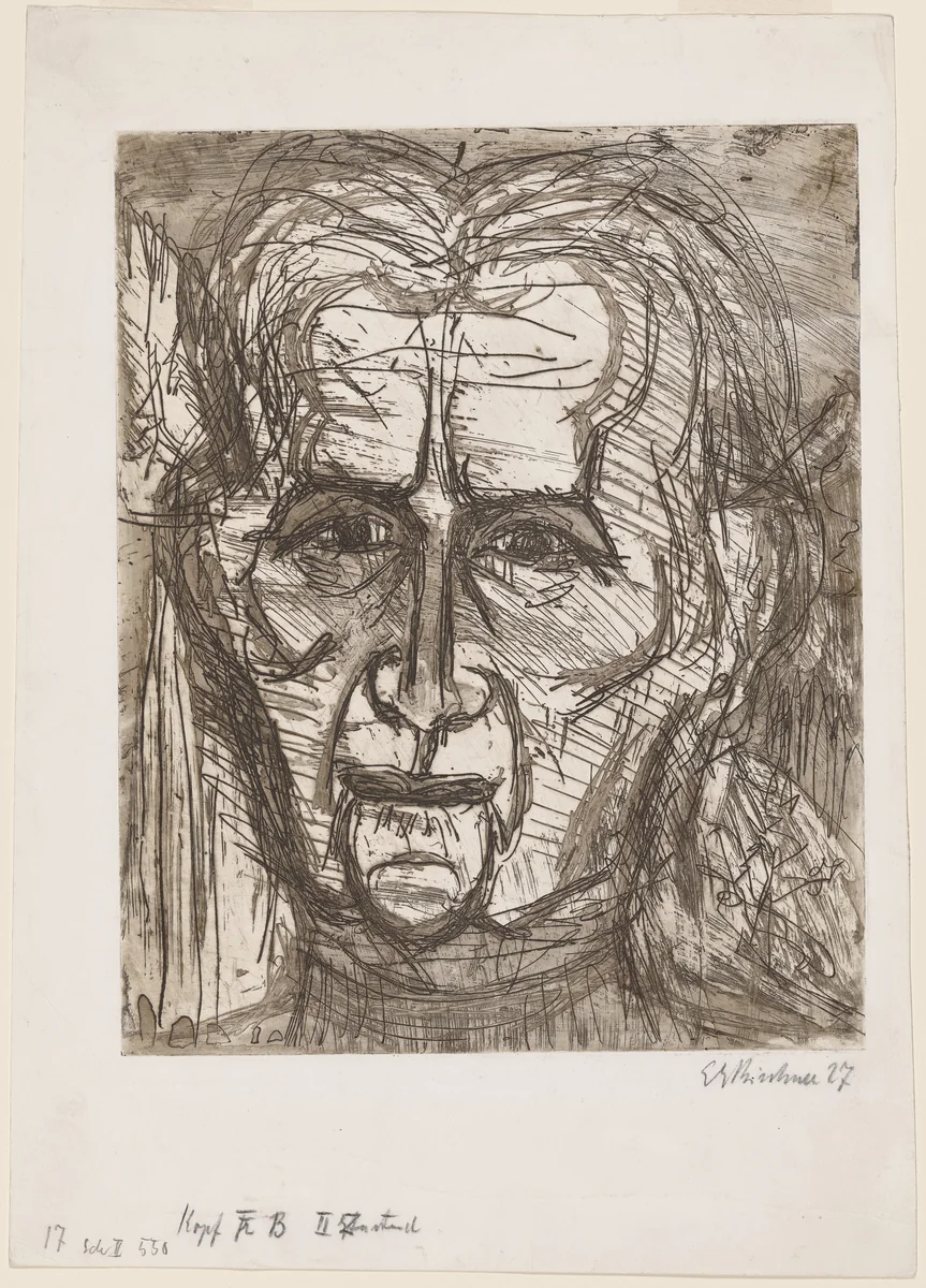 Head of Frau Bauer by Ernst Ludwig Kirchner, print, 1927