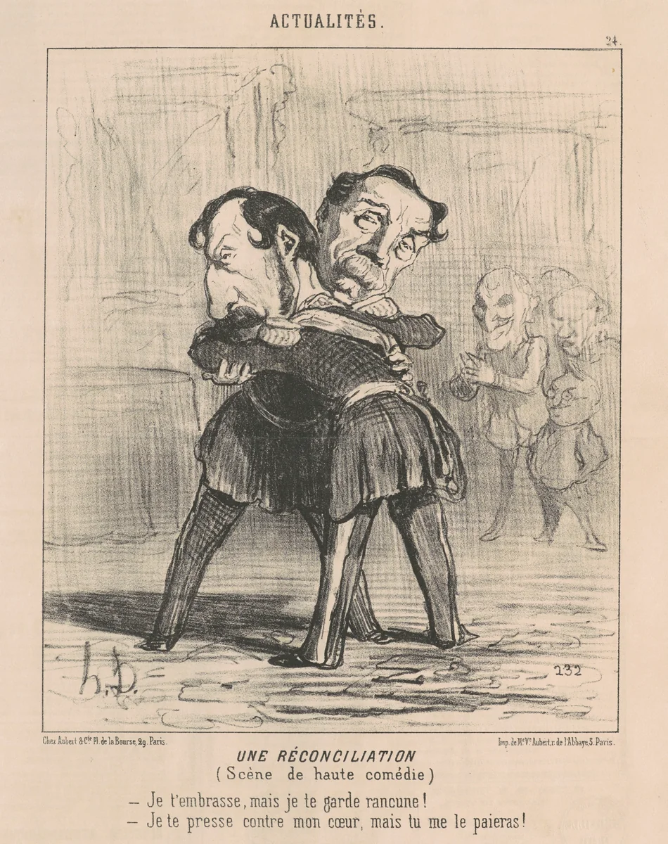 Un réconciliation, scène de haute comédie ... by Honoré Daumier, print, 1850